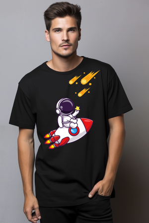 Rocket Astronaut Black T-Shirt